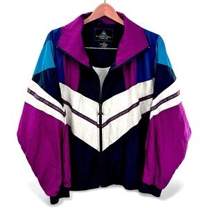 Vintage Casual Isle Nylon Windbreaker Jacket Colorblock Size L